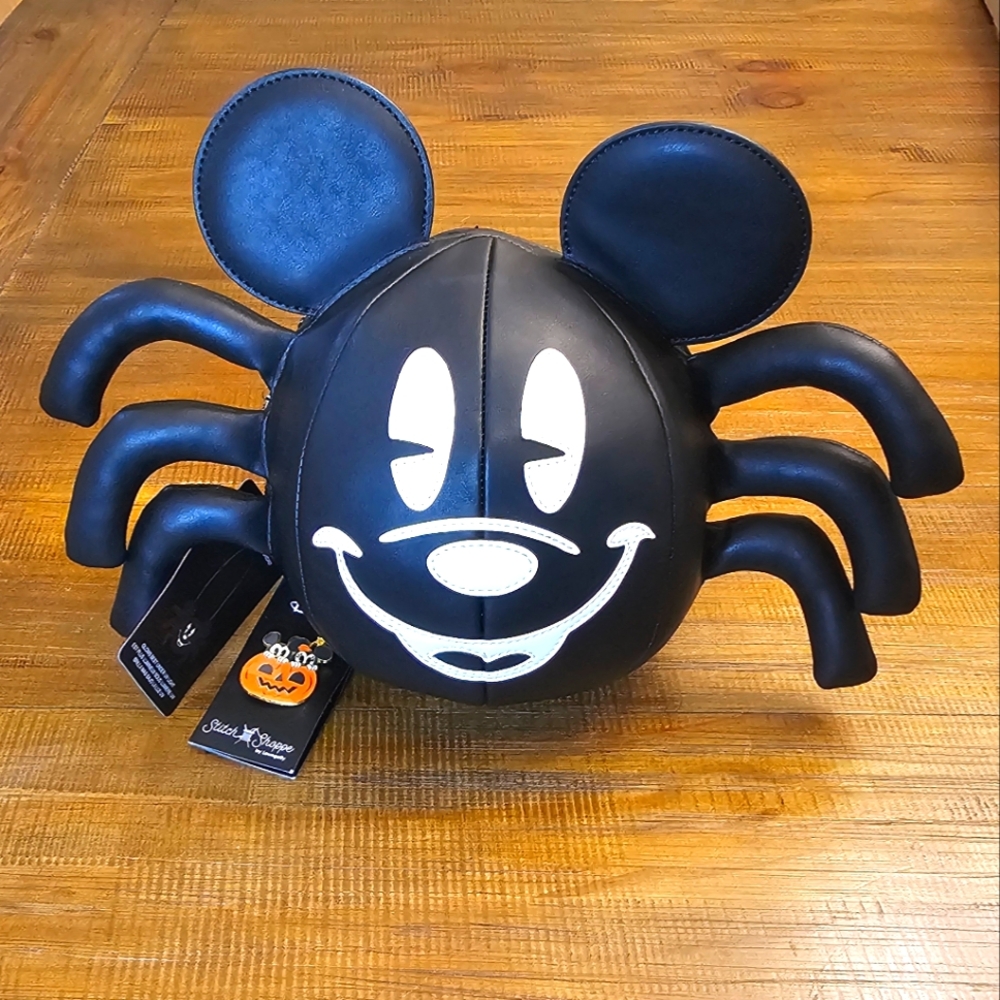 Loungefly Disney Stitch Shoppe Mickey Mouse Glow Spider Crossbody Bag Halloween